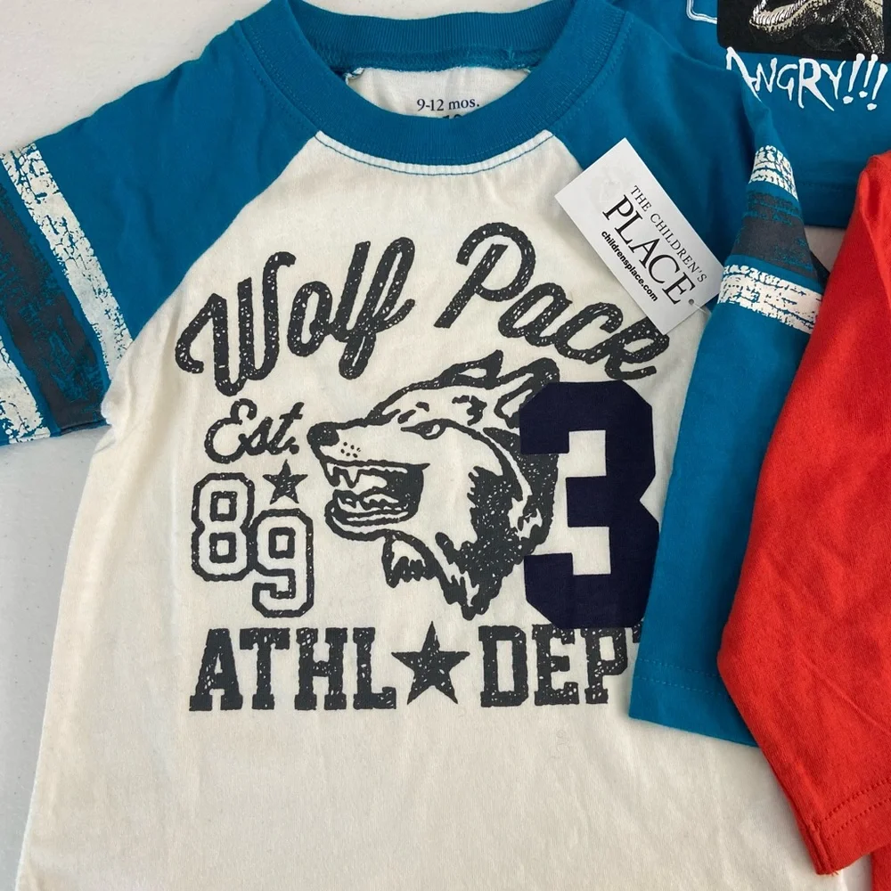 NEW Children’s Place baby boy’s long sleeve graphic colorful tshirt bundle 9-12m